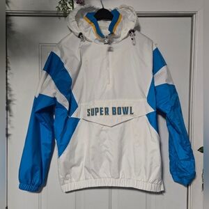 Starter Super Bowl LIV Pullover Windbreaker Jacket White Mens Lrg NFL Throwback